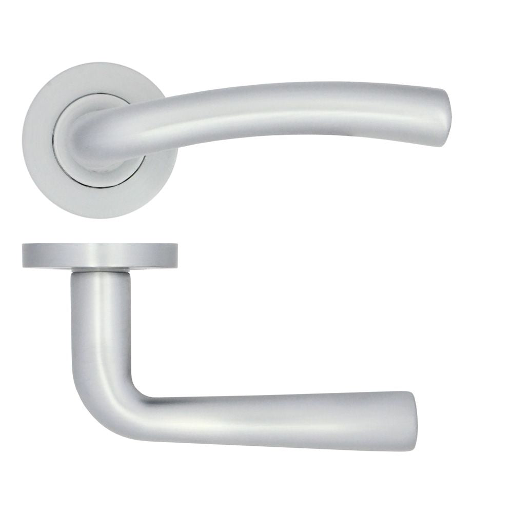 High quality image of the STANZA - Seville Lever on Rose - Satin Chrome | Sku. zpa050-sc | available to order from Trade Door Handles.