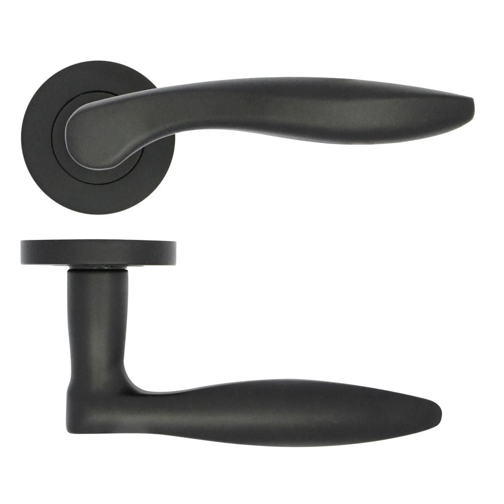 High quality image of the STANZA - Cadiz Lever on Rose Black | Sku. zpa060-mb | available to order from Trade Door Handles.