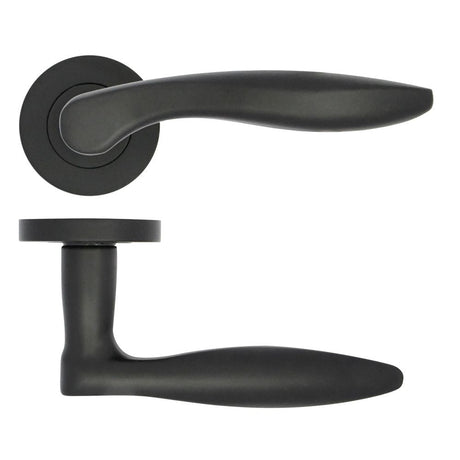 High quality image of the STANZA - Cadiz Lever on Rose Black | Sku. zpa060-mb | available to order from Trade Door Handles.