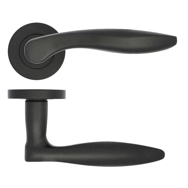 High quality image of the STANZA - Cadiz Lever on Rose Black | Sku. zpa060-mb | available to order from Trade Door Handles.