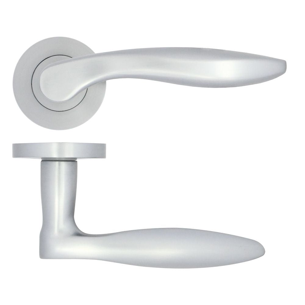 High quality image of the STANZA - Cadiz Lever on Rose - Satin Chrome | Sku. zpa060-sc | available to order from Trade Door Handles.