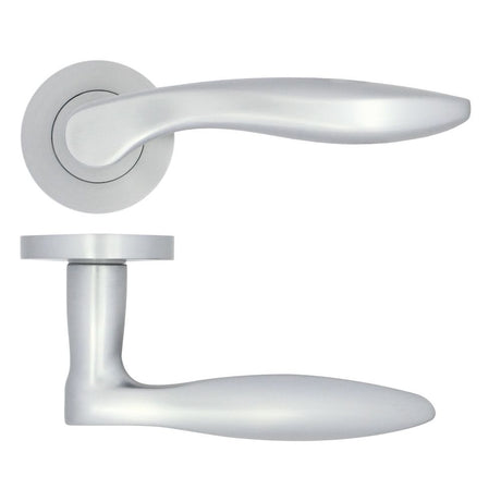 High quality image of the STANZA - Cadiz Lever on Rose - Satin Chrome | Sku. zpa060-sc | available to order from Trade Door Handles.
