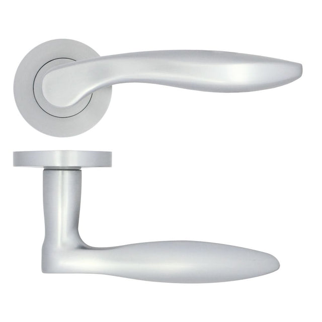 High quality image of the STANZA - Cadiz Lever on Rose - Satin Chrome | Sku. zpa060-sc | available to order from Trade Door Handles.