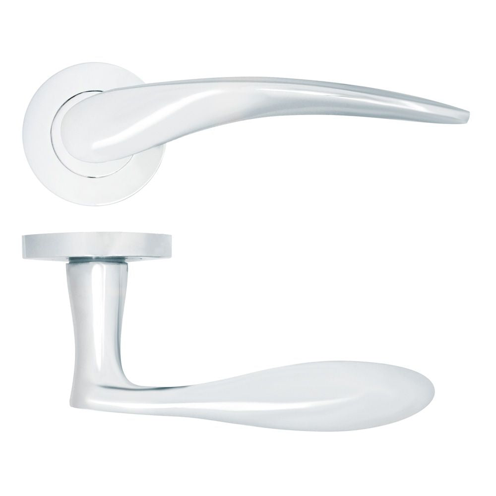 High quality image of the STANZA - Merida Lever on Rose - Polished Chrome | Sku. zpa070-cp | available to order from Trade Door Handles.