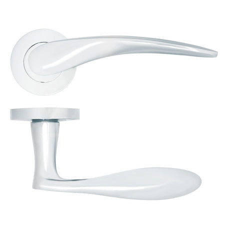 High quality image of the STANZA - Merida Lever on Rose - Polished Chrome | Sku. zpa070-cp | available to order from Trade Door Handles.