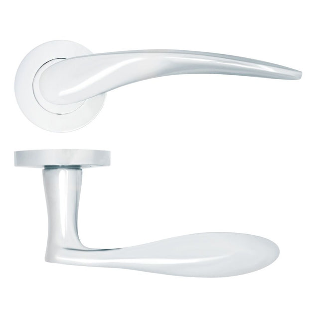 High quality image of the STANZA - Merida Lever on Rose - Polished Chrome | Sku. zpa070-cp | available to order from Trade Door Handles.