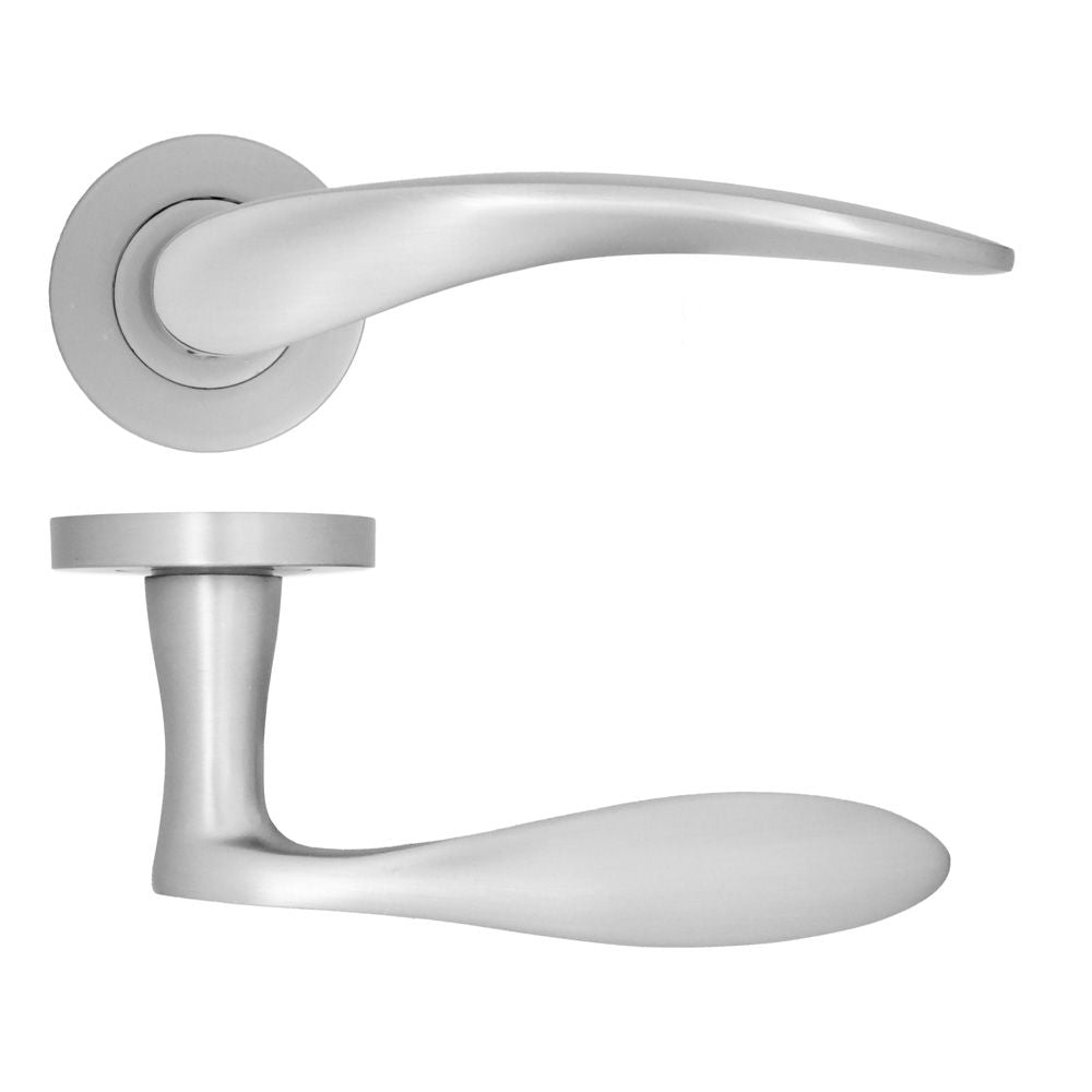 High quality image of the STANZA - Merida Lever on Rose - Satin Chrome | Sku. zpa070-sc | available to order from Trade Door Handles.