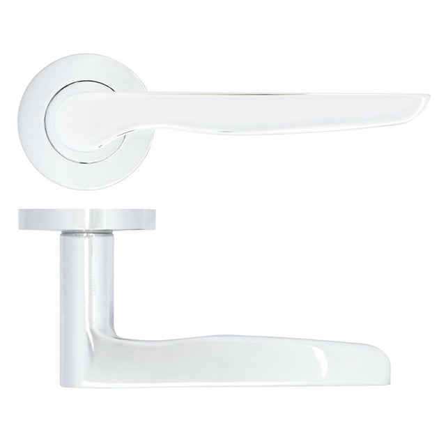 High quality image of the STANZA - Vigo Lever on Rose Polished Chrome | Sku. zpa080-cp | available to order from Trade Door Handles.