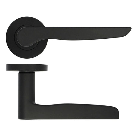 High quality image of the STANZA - Vigo Lever on Rose Black | Sku. zpa080-mb | available to order from Trade Door Handles.