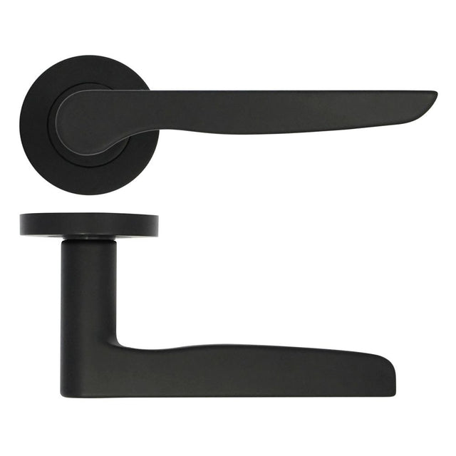High quality image of the STANZA - Vigo Lever on Rose Black | Sku. zpa080-mb | available to order from Trade Door Handles.