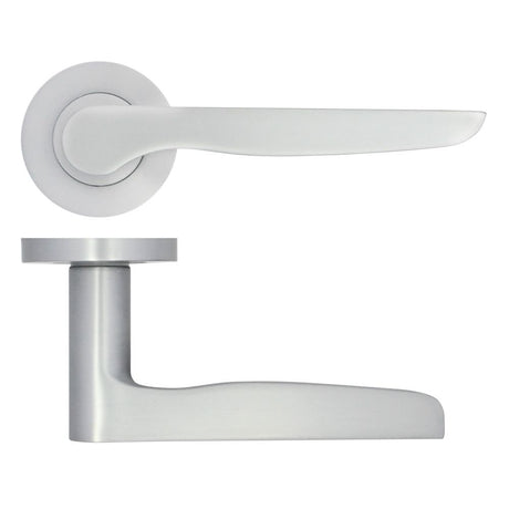 High quality image of the STANZA - Vigo Lever on Rose - Satin Chrome | Sku. zpa080-sc | available to order from Trade Door Handles.