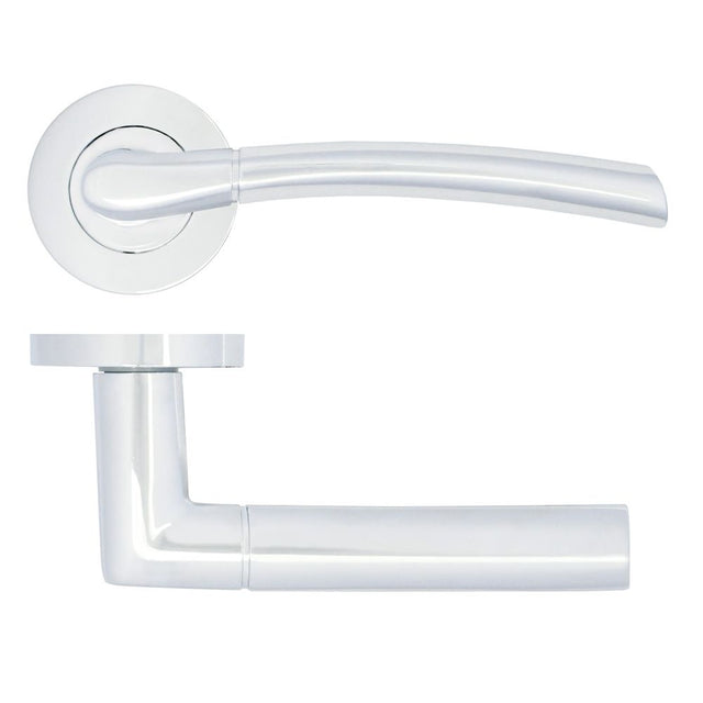 High quality image of the STANZA - Andorra Lever on Rose - Polished Chrome | Sku. zpa100-cp | available to order from Trade Door Handles.