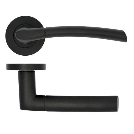 High quality image of the STANZA - Andorra Lever on Rose - Black | Sku. zpa100-mb | available to order from Trade Door Handles.
