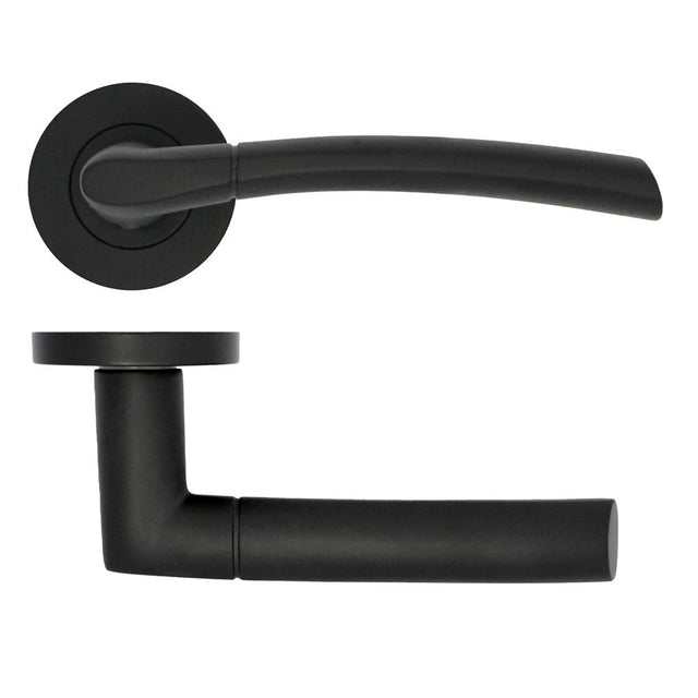 High quality image of the STANZA - Andorra Lever on Rose - Black | Sku. zpa100-mb | available to order from Trade Door Handles.