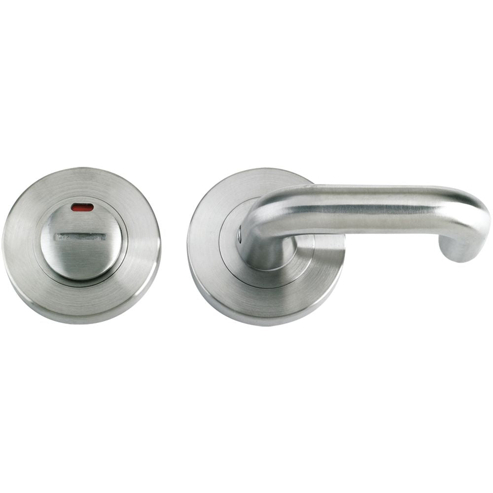 High quality image of the Zoo Hardware - DDA Turn and Release with Indicator complete with escutcheons and 5mm spindle - Stain Stainless Steel | Sku. zps007iss | available to order from Trade Door Handles.