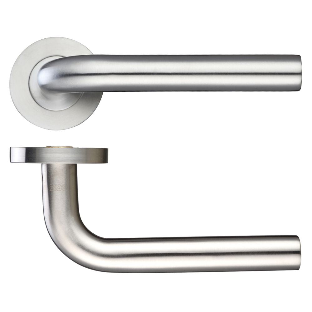 High quality image of the Zoo Hardware - 19mm Radius Lever - Screw On Rose - Stain Stainless Steel | Sku. zps020ss | available to order from Trade Door Handles.