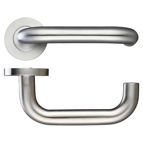 High quality image of the Zoo Hardware - 19mm Return to Door Lever - Screw On Rose - Stain Stainless Steel | Sku. zps030ss | available to order from Trade Door Handles.