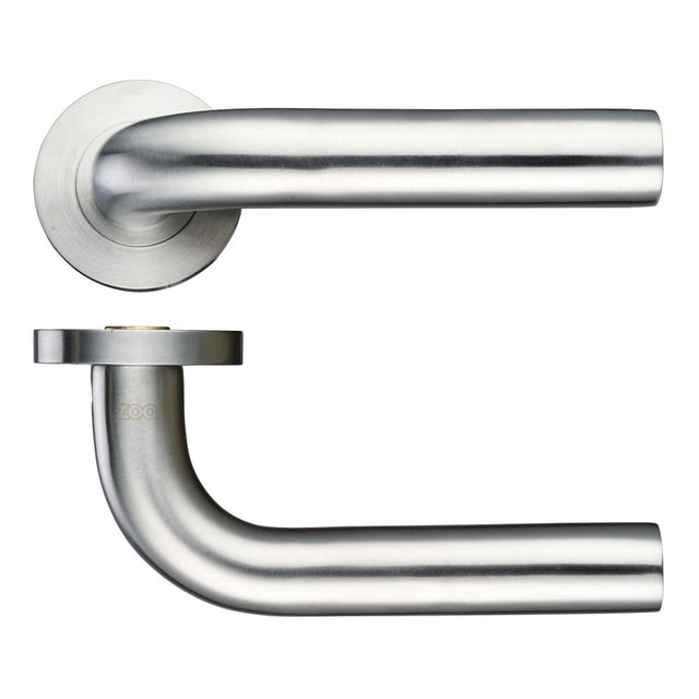 High quality image of the Zoo Hardware - 22mm Radius Lever - Screw On Rose - Stain Stainless Steel | Sku. zps070ss | available to order from Trade Door Handles.