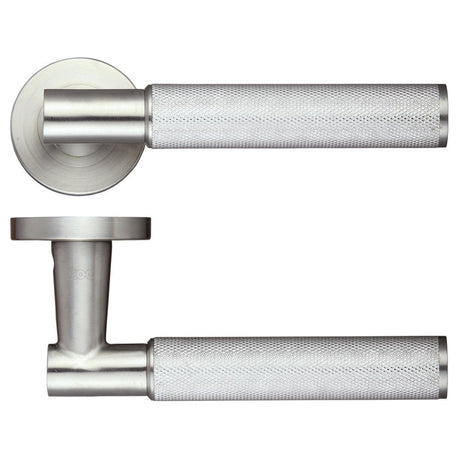 High quality image of the Zoo Hardware - Athena Lever on Round Rose - Stain Stainless Steel | Sku. zps120ss | available to order from Trade Door Handles.