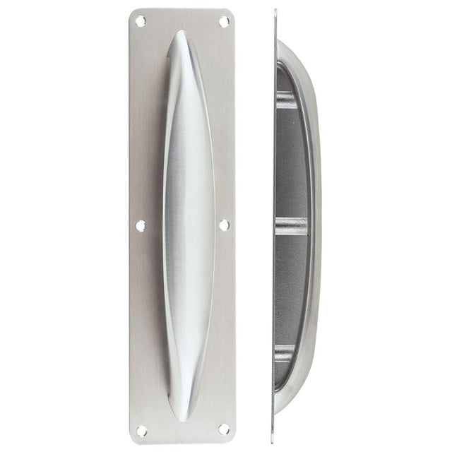 High quality image of the Zoo Hardware - Anti Ligature Pull Handle on Backplate - Polished Stainless Steel | Sku. zpsalp | available to order from Trade Door Handles.