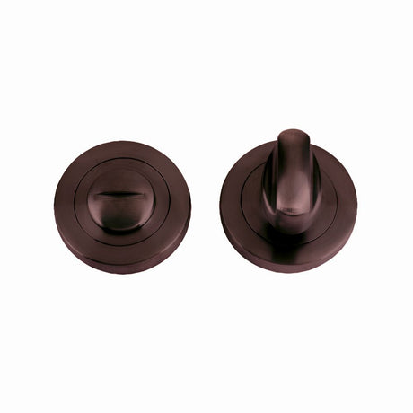 High quality image of the STANZA - Turn and Release complete with Escutcheons and 5mm spindle 50mm dia - Bronze | Sku. zpz004-etb | available to order from Trade Door Handles.
