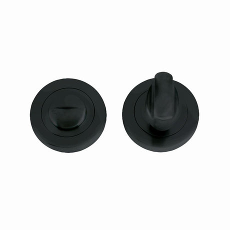 High quality image of the STANZA - Turn and Release complete with Escutcheons and 5mm spindle 50mm dia - Black | Sku. zpz004-omb | available to order from Trade Door Handles.