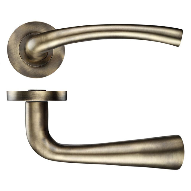 High quality image of the STANZA - Assisi Lever - Screw On Rose 130mm x 65mm - Bronze | Sku. zpz010fb | available to order from Trade Door Handles.