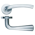 High quality image of the STANZA - Assisi Lever - Screw On Rose 130mm x 65mm - Satin Nickel | Sku. zpz010sn | available to order from Trade Door Handles.