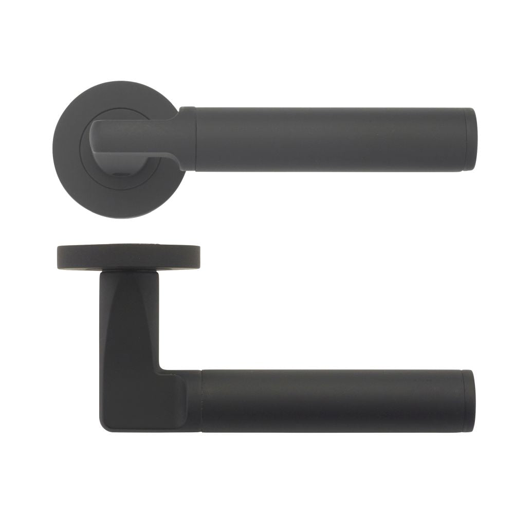 High quality image of the STANZA - Milan Lever - Screw on Rose - Black | Sku. zpz030-omb | available to order from Trade Door Handles.