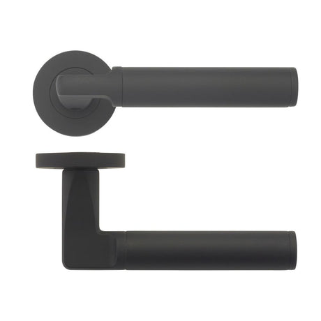 High quality image of the STANZA - Milan Lever - Screw on Rose - Black | Sku. zpz030-omb | available to order from Trade Door Handles.