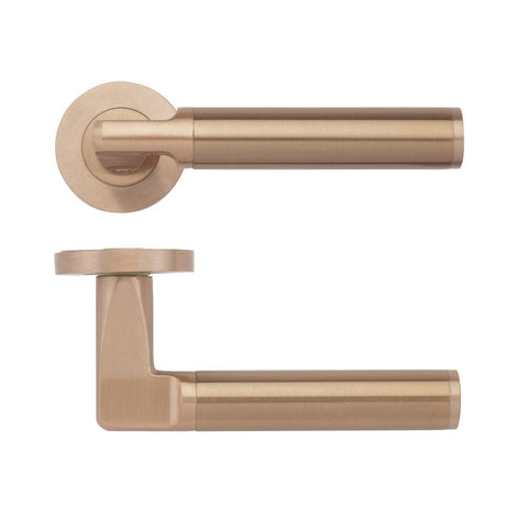 High quality image of the STANZA - Milan Lever - Screw On Rose - Tuscan Rose Gold | Sku. zpz030-trg | available to order from Trade Door Handles.