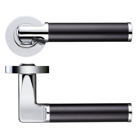 High quality image of the STANZA - Milan Lever - Screw On Rose - Dual Finish - Black | Sku. zpz030cpmb | available to order from Trade Door Handles.