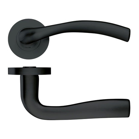 High quality image of the STANZA - Siena Lever - Screw On Rose - Oscuro Matt Black | Sku. zpz050-omb | available to order from Trade Door Handles.