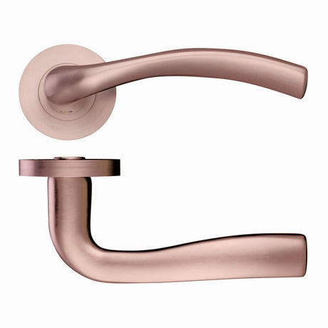 High quality image of the STANZA - Siena Lever - Screw On Rose - Tuscan Rose Gold | Sku. zpz050-trg | available to order from Trade Door Handles.