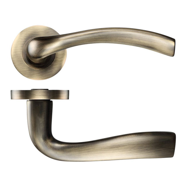 High quality image of the STANZA - Siena Lever - Screw On Rose - Florentine Bronze | Sku. zpz050fb | available to order from Trade Door Handles.