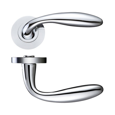 High quality image of the STANZA - Verona Lever - Screw on Rose - Polished Chrome | Sku. zpz060cp | available to order from Trade Door Handles.