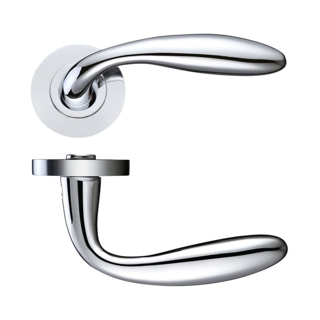 High quality image of the STANZA - Verona Lever - Screw on Rose - Polished Chrome | Sku. zpz060cp | available to order from Trade Door Handles.