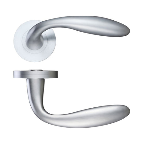 High quality image of the STANZA - Verona Lever - Screw On Rose - Satin Chrome | Sku. zpz060sc | available to order from Trade Door Handles.