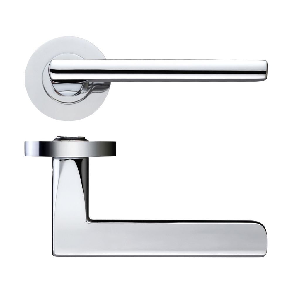 High quality image of the STANZA - Venice Lever - Screw On Rose - Polished Chrome | Sku. zpz070cp | available to order from Trade Door Handles.