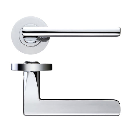 High quality image of the STANZA - Venice Lever - Screw On Rose - Polished Chrome | Sku. zpz070cp | available to order from Trade Door Handles.