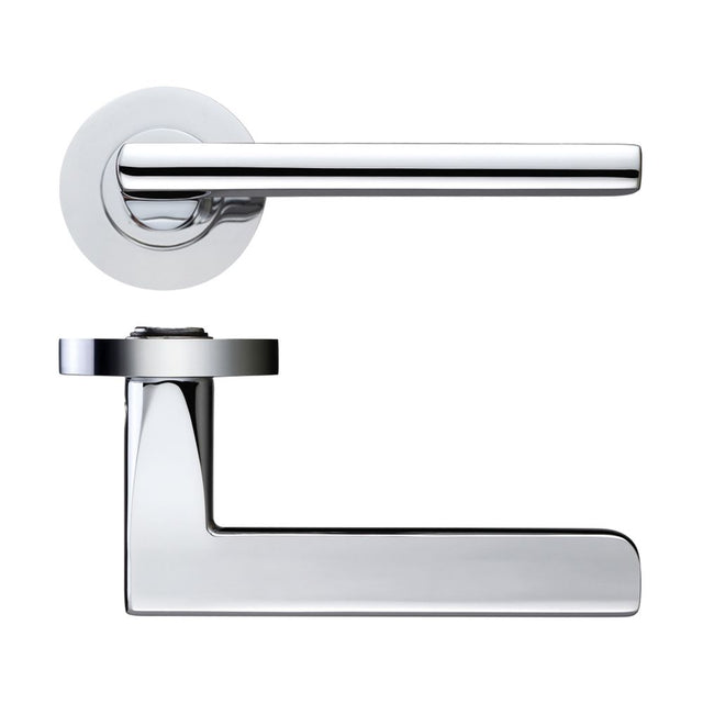 High quality image of the STANZA - Venice Lever - Screw On Rose - Polished Chrome | Sku. zpz070cp | available to order from Trade Door Handles.