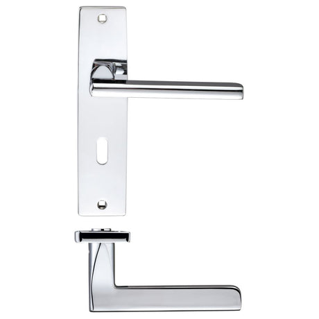 High quality image of the STANZA - Venice Lever Lock (57mm c/c) On Backplate - 180x43mm - Polished Chrome | Sku. zpz071cp | available to order from Trade Door Handles.
