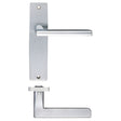 High quality image of the STANZA - Venice Lever Latch On Backplate - 180x43mm - Satin Chrome | Sku. zpz072sc | available to order from Trade Door Handles.