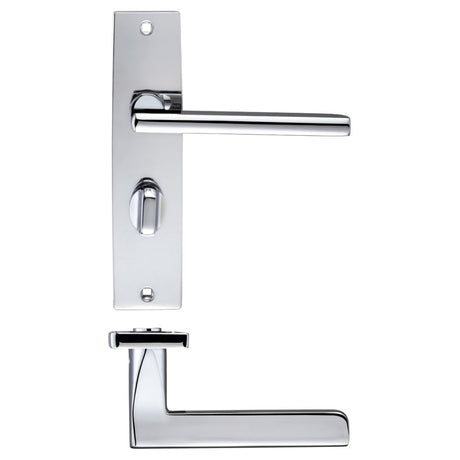 High quality image of the STANZA - Venice Lever Bathroom (57mm c/c) On Backplate - 180x43mm - Polished Chrome | Sku. zpz073cp | available to order from Trade Door Handles.
