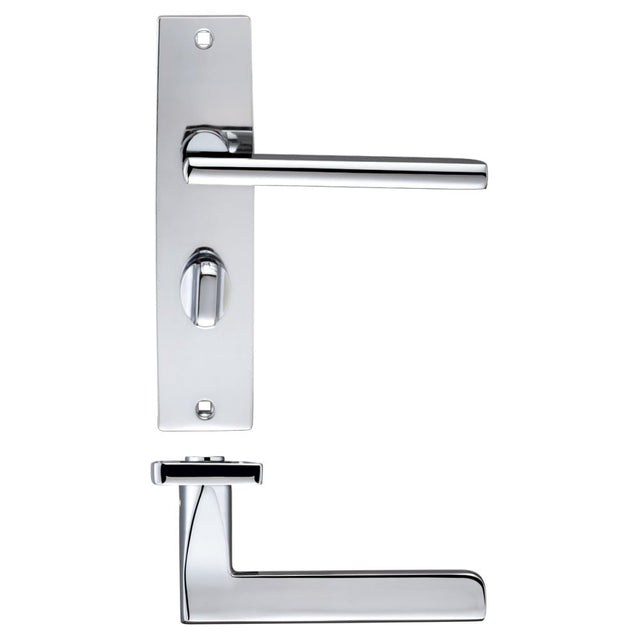 High quality image of the STANZA - Venice Lever Bathroom (57mm c/c) On Backplate - 180x43mm - Polished Chrome | Sku. zpz073cp | available to order from Trade Door Handles.