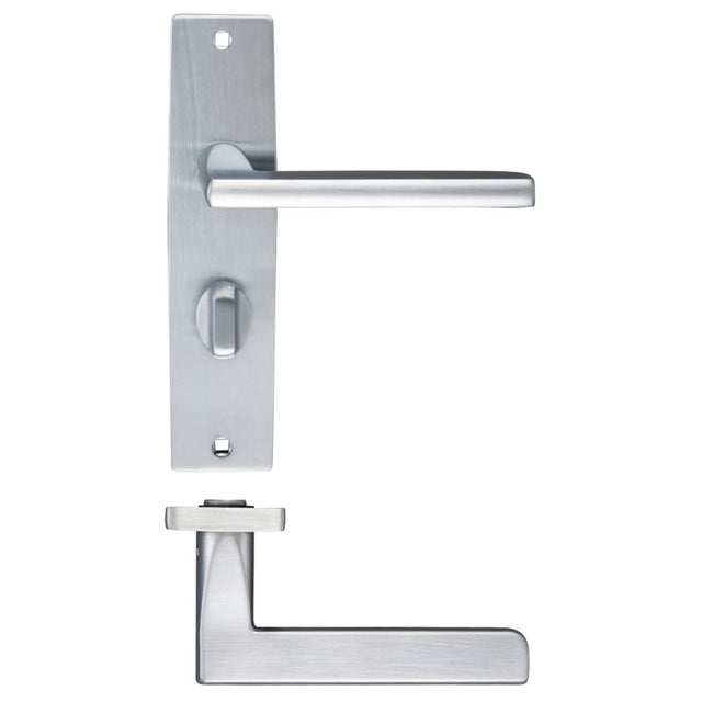 High quality image of the STANZA - Venice Lever Bathroom (57mm c/c) On Backplate - 180x43mm - Satin Chrome | Sku. zpz073sc | available to order from Trade Door Handles.
