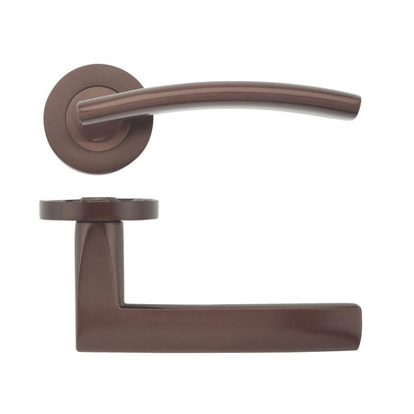 High quality image of the STANZA - Amalfi Lever - Screw On Rose - Bronze | Sku. zpz080-etb | available to order from Trade Door Handles.