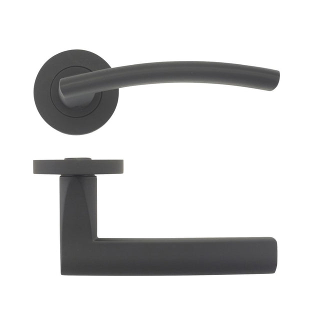 High quality image of the STANZA - Amalfi Lever - Screw On Rose - Black | Sku. zpz080-omb | available to order from Trade Door Handles.