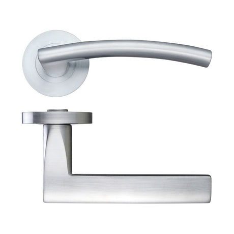 High quality image of the STANZA - Amalfi Lever - Screw On Rose - Satin Chrome | Sku. zpz080sc | available to order from Trade Door Handles.
