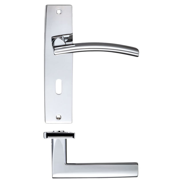 High quality image of the STANZA - Amalfi Lever Lock (57mm c/c) On Backplate - 180x43mm - Polished Chrome | Sku. zpz081cp | available to order from Trade Door Handles.